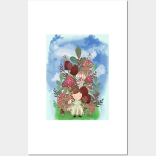 Mushroom forest girl Posters and Art